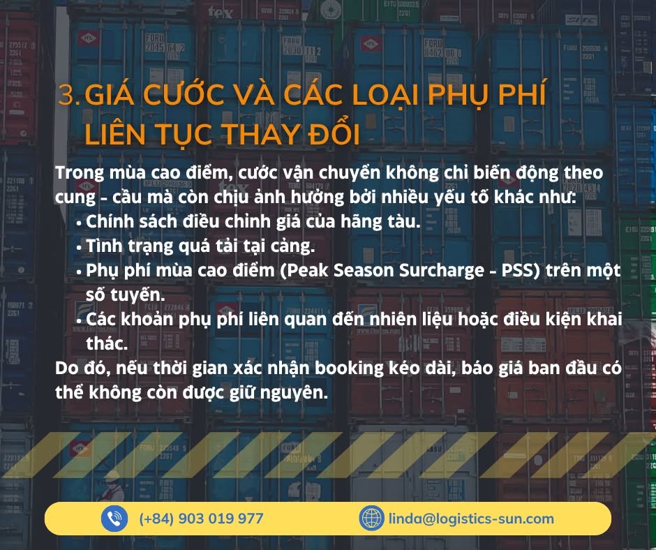 Giá cước và các loại phụ phí liên tục thay đổi